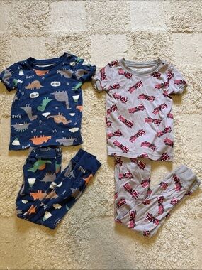 Old Navy Navy Dinosaur & Gray Fire Truck Pajama 2-Pack